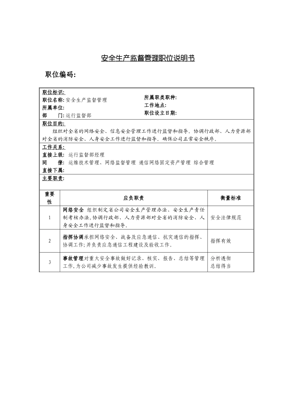安全生产监督管理岗位说明书_第2页