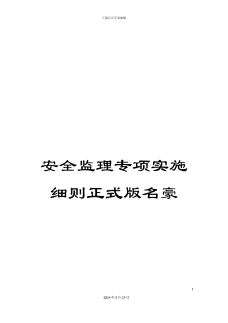 安全监理专项实施细则正式版名豪