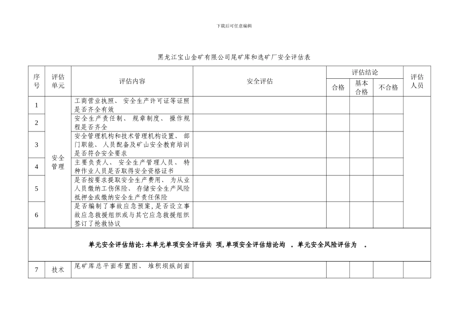 安全评估报告表样本_第1页