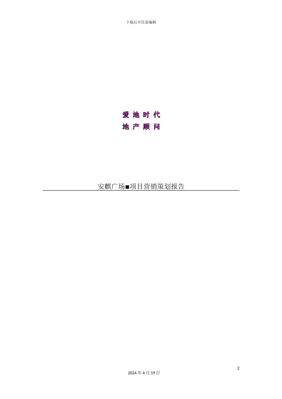 安麒广场项目营销策划报告_第2页