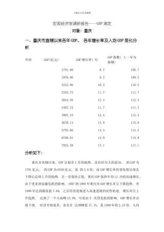 宏观经济学调研报告样本