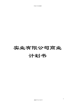 实业有限公司商业计划书