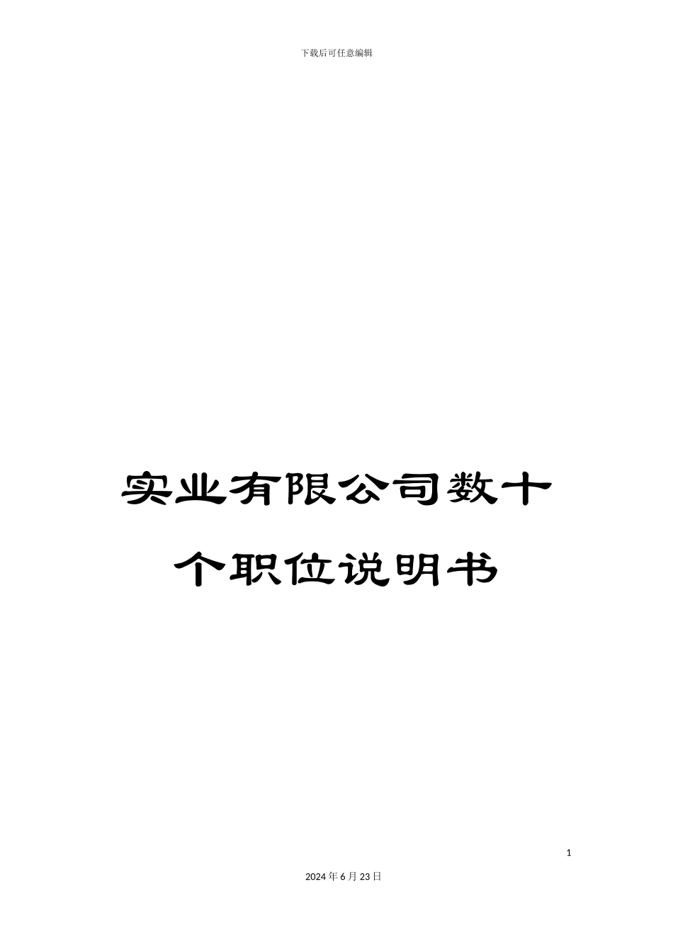 实业有限公司数十个职位说明书_第1页
