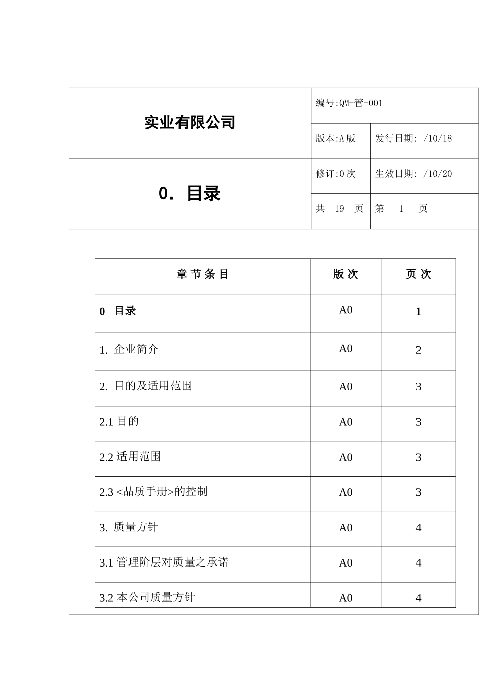 实业公司质量管理标准手册_第2页