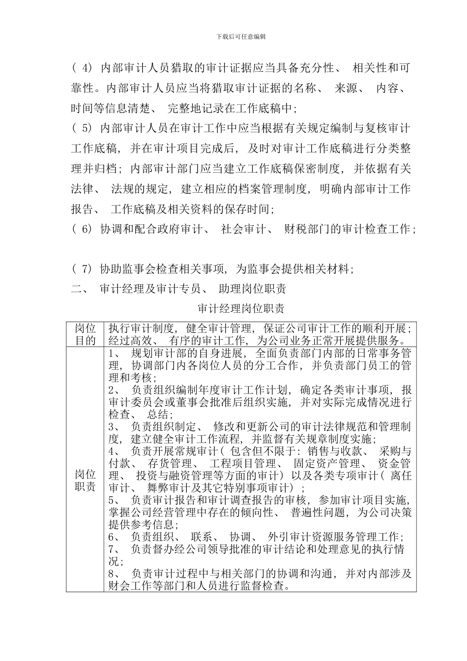 审计部部门职责及岗位职责样本_第2页