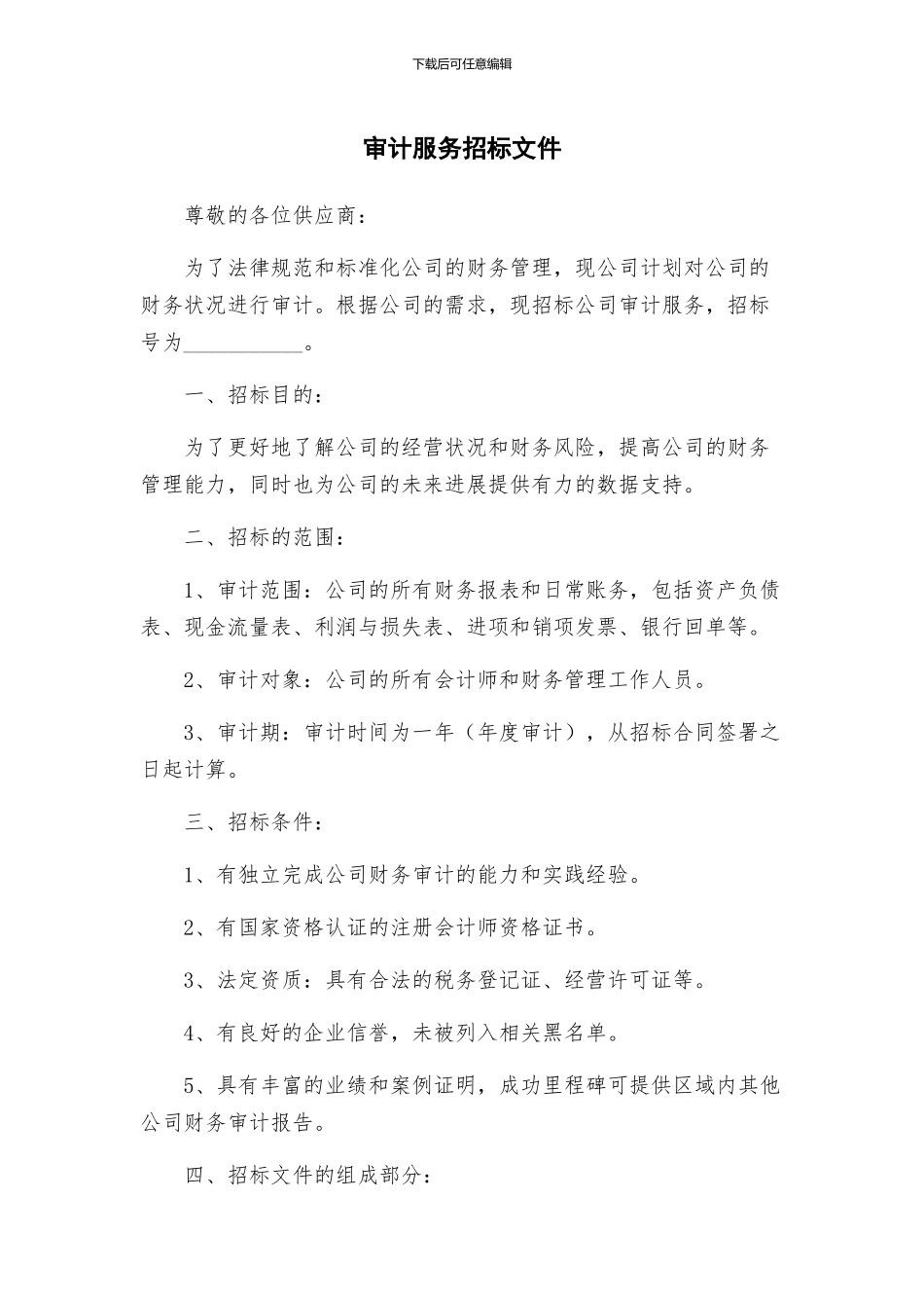 审计服务招标文件_第1页