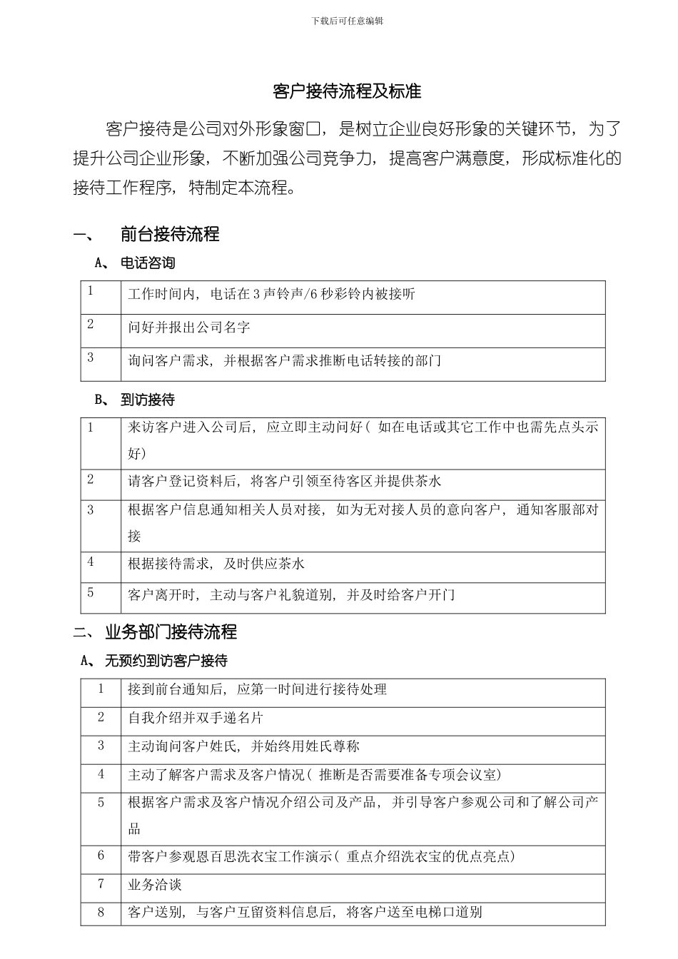 客户接待流程及标准上传样本_第1页