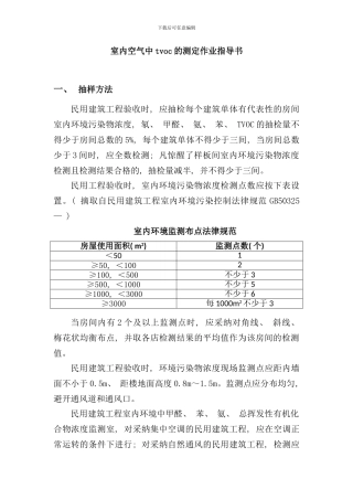 室内空气中tvoc的测定作业指导书样本