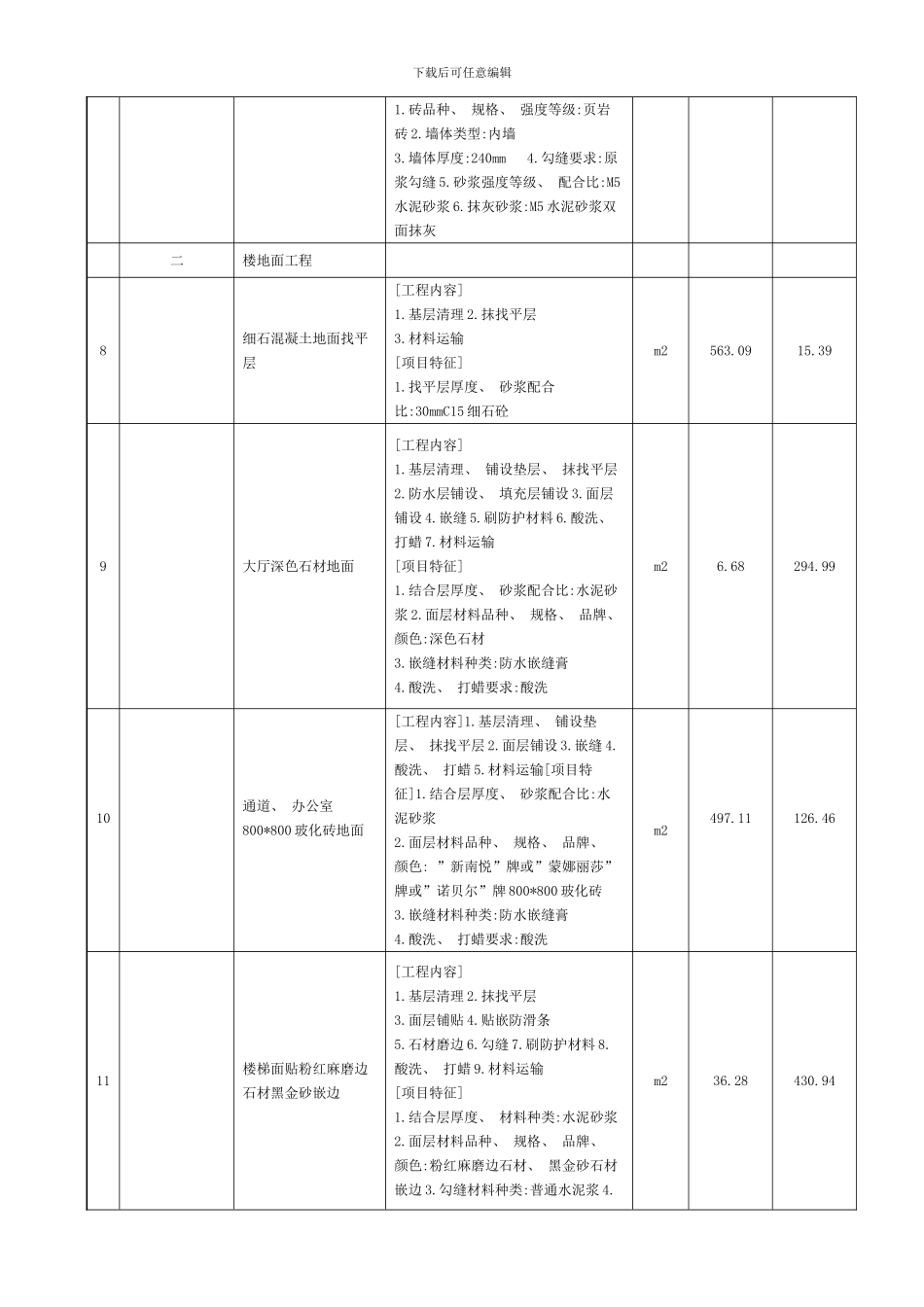 室内装饰工程工程量清单样本_第2页