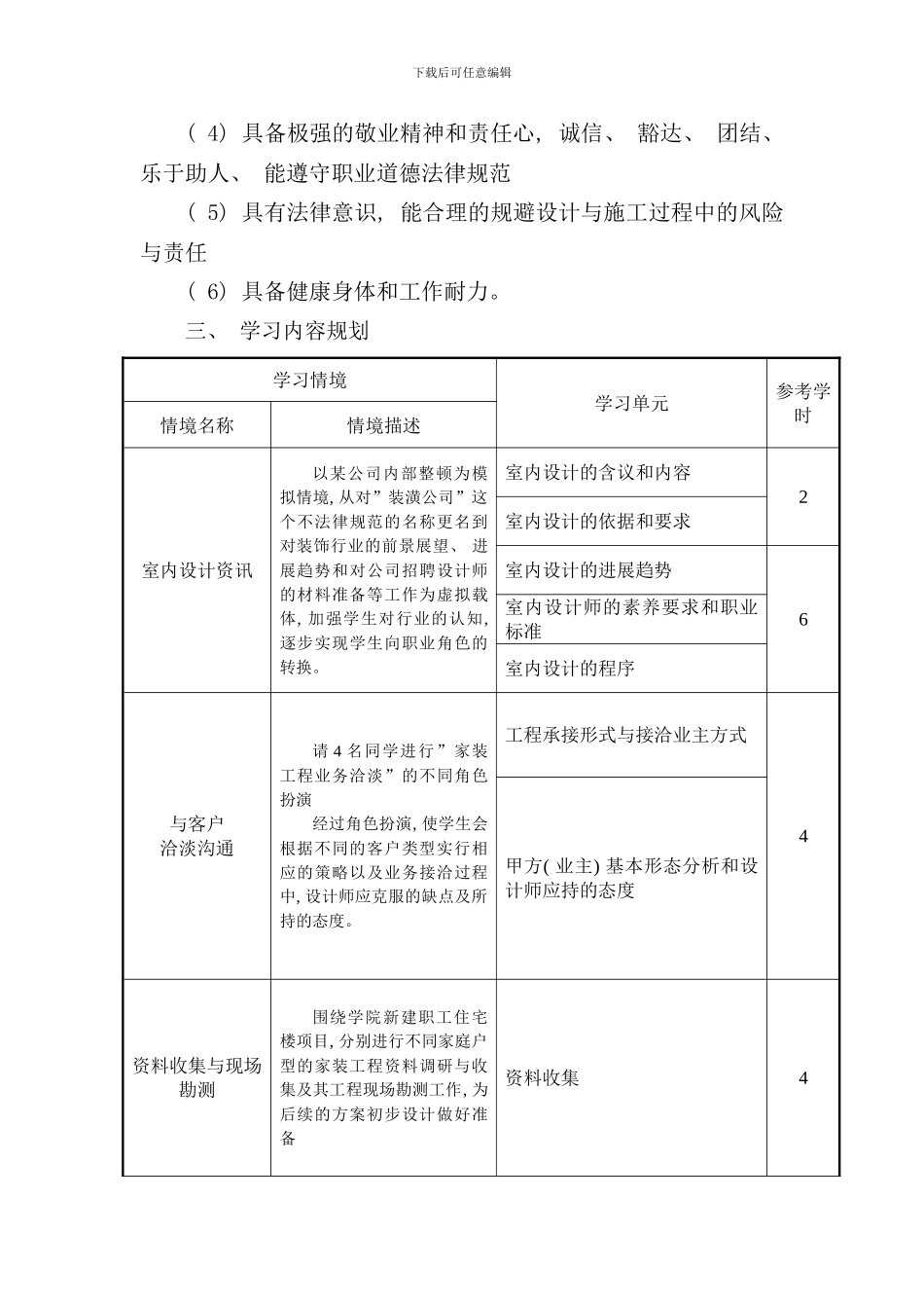 室内设计基础与实务课程标准样本_第3页