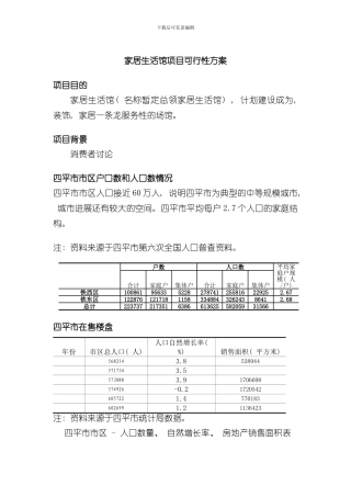 家具生活馆项目可行性方案样本