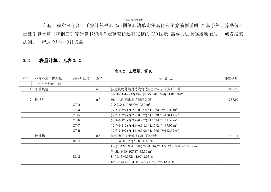 宿舍楼工程量计算样本_第1页