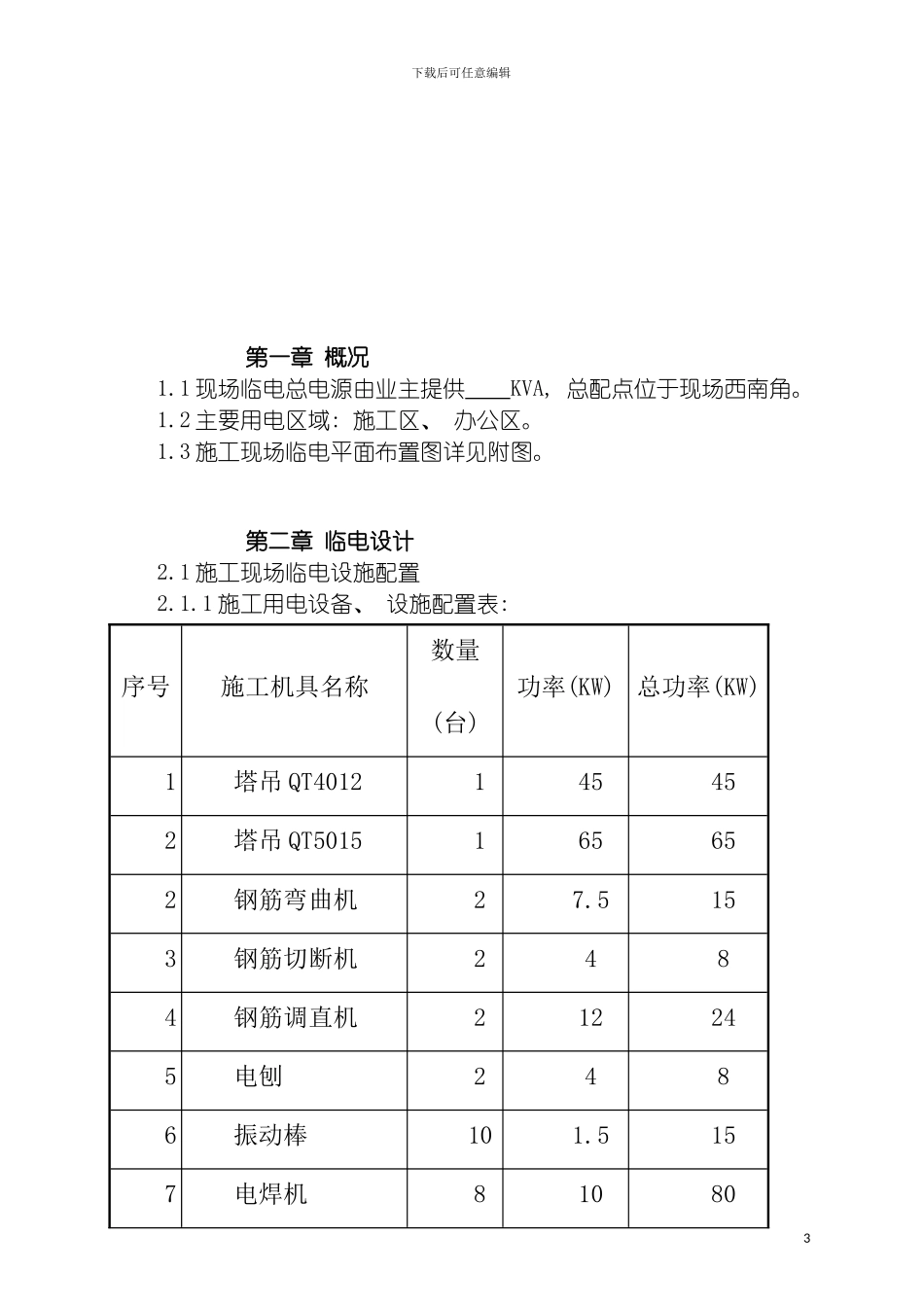 工程现场临电施工方案模板_第3页