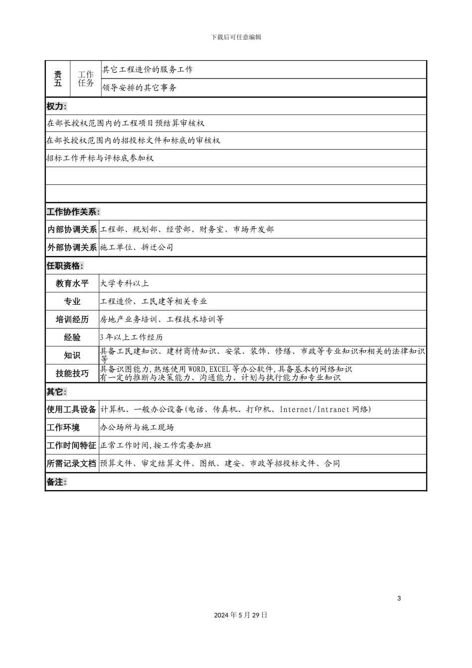 工程造价部造价师岗位职责_第3页