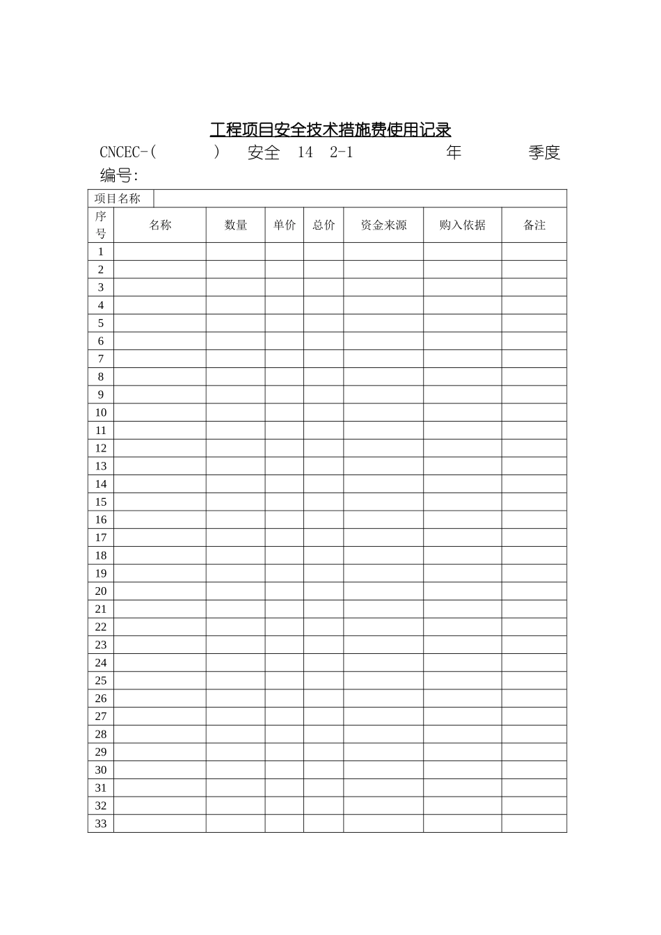 工程项目安全技术措施费使用记录模板_第2页