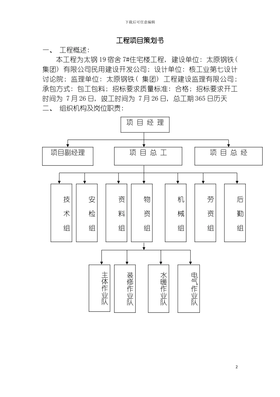 工程项目策划书模板_第2页