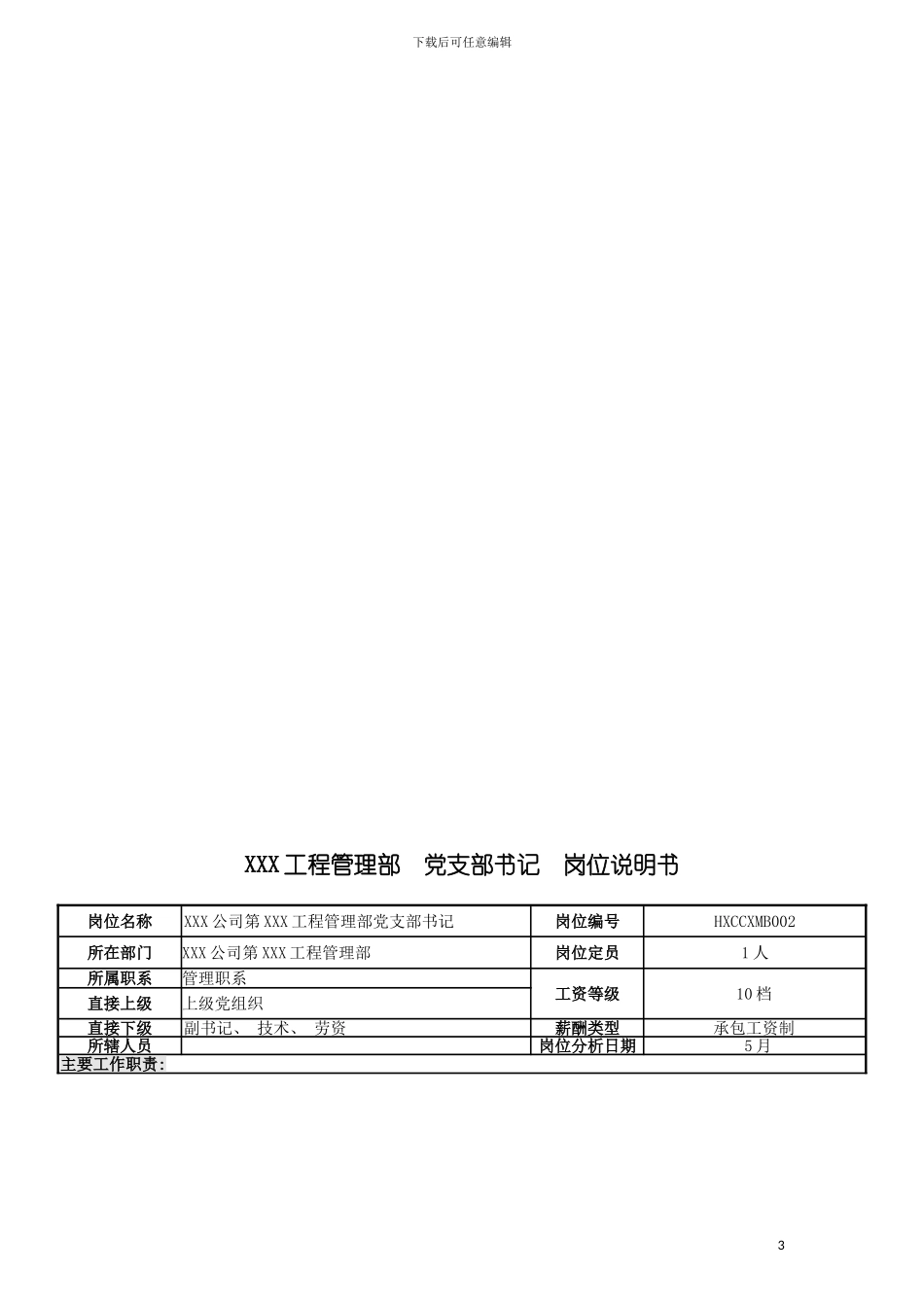 工程项目部岗位说明书模板_第3页