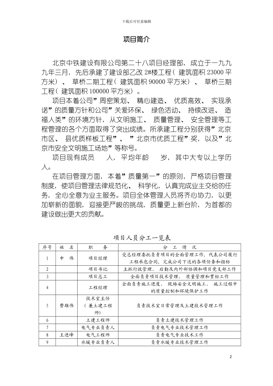 工程项目部责任制度模板_第2页