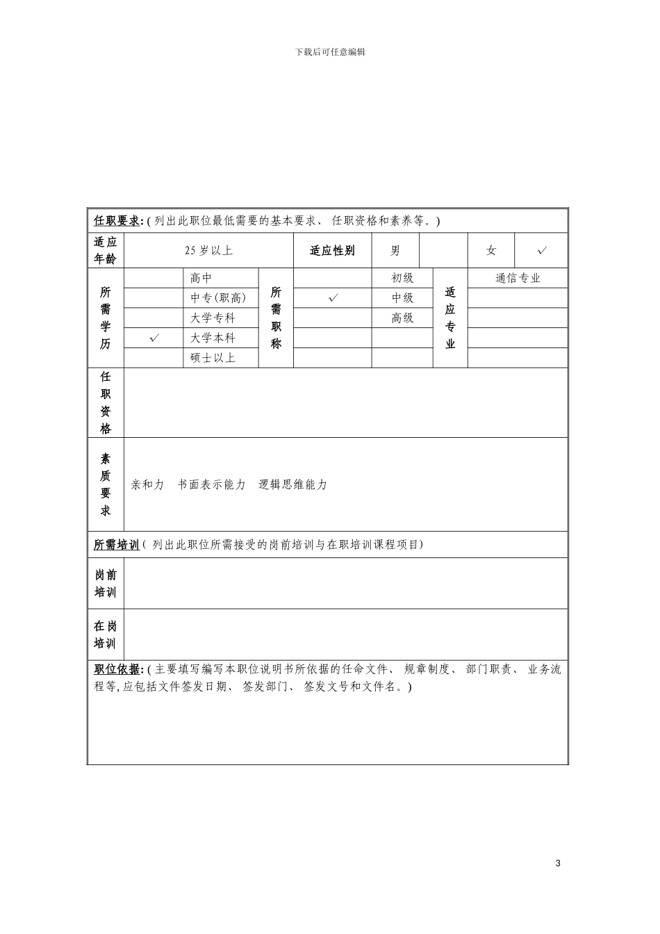 工程验收管理岗位说明书模板_第3页
