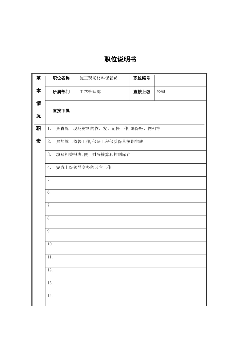 工艺管理部施工现场材料保管员岗位职责_第3页