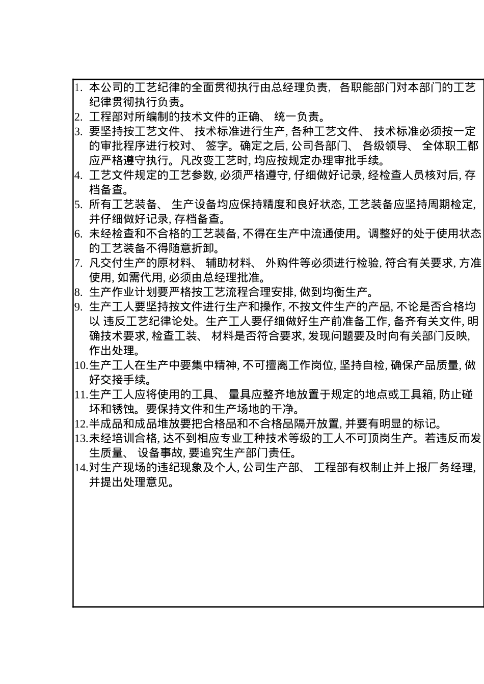 工艺纪律管理制度模板_第2页
