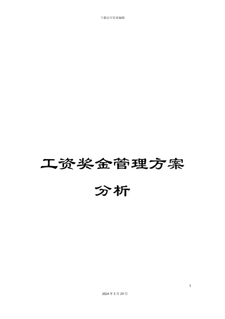 工资奖金管理方案分析