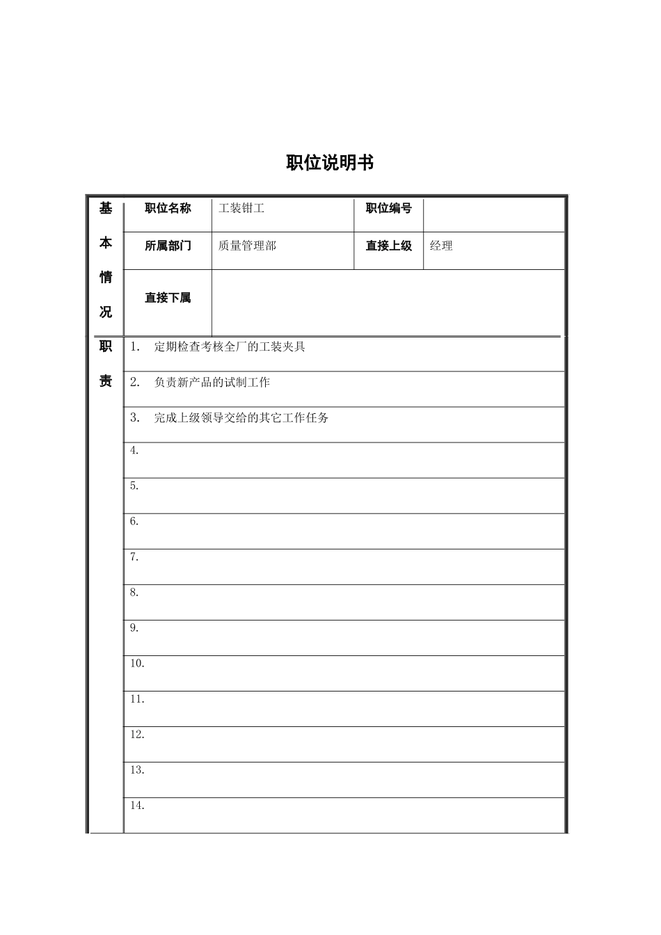 工装钳工岗位说明书模板_第2页