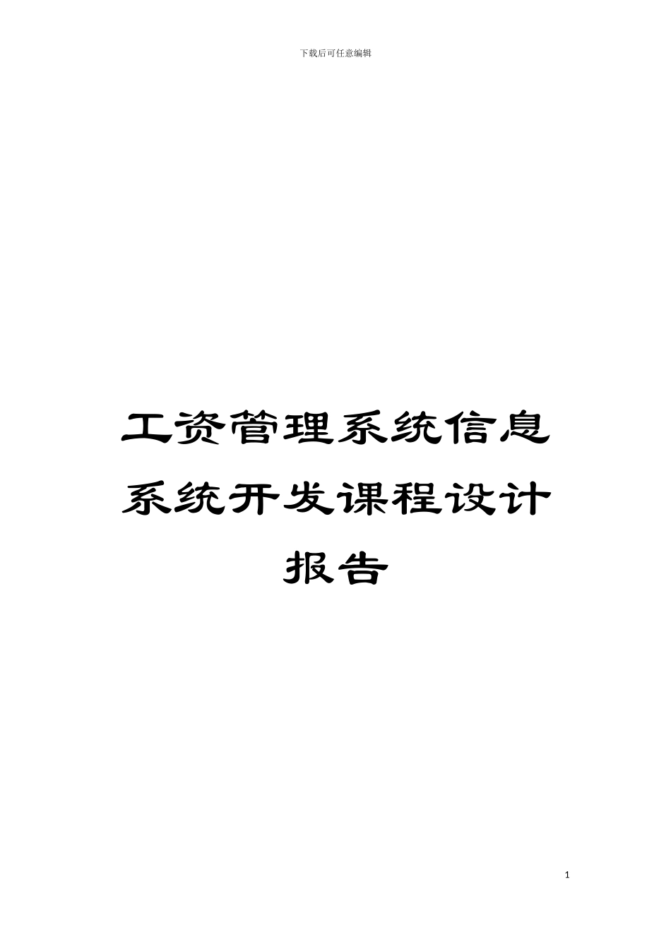 工资管理系统信息系统开发课程设计报告模板_第1页