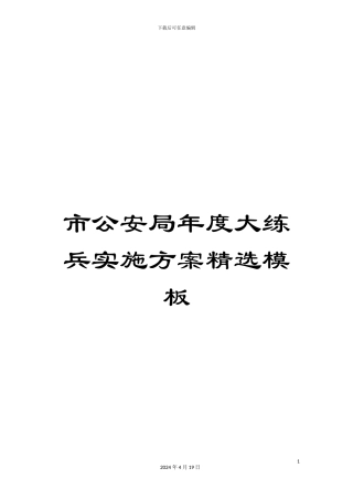 市公安局年度大练兵实施方案精选模板