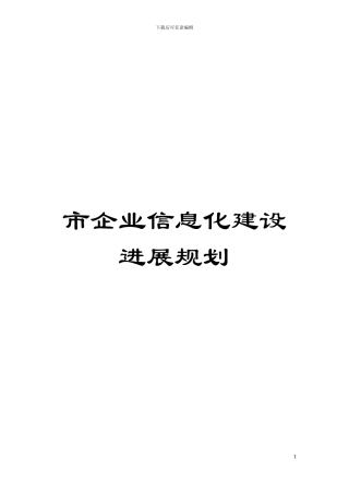市企业信息化建设发展规划模板
