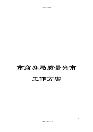 市商务局质量兴市工作方案
