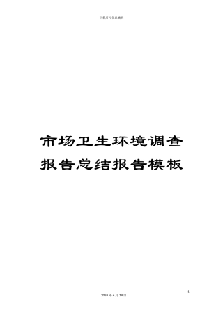 市场卫生环境调查报告总结报告模板