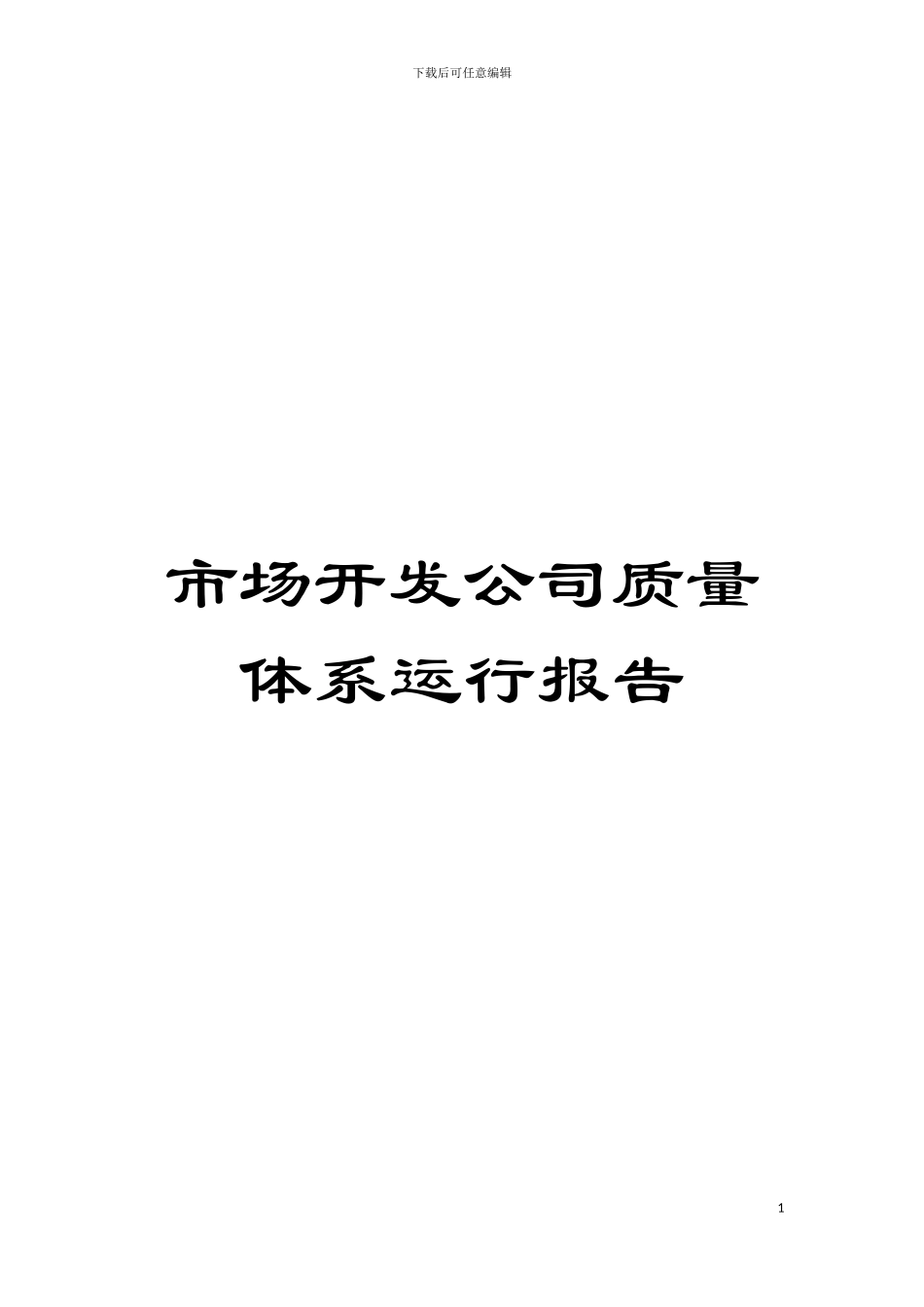 市场开发公司质量体系运行报告模板_第1页