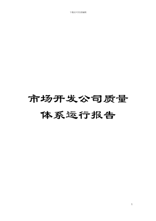市场开发公司质量体系运行报告模板
