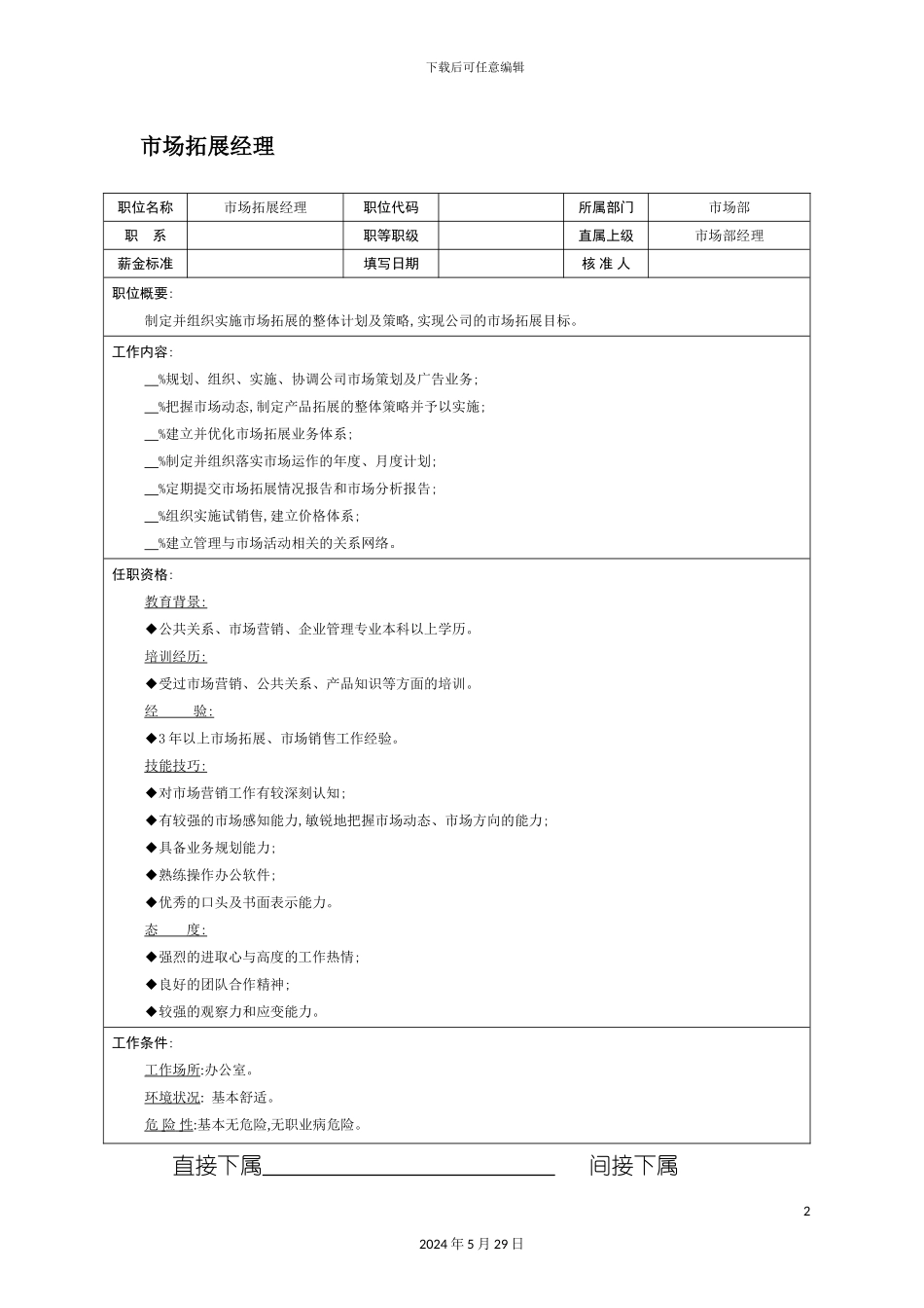 市场拓展经理岗位职责_第2页