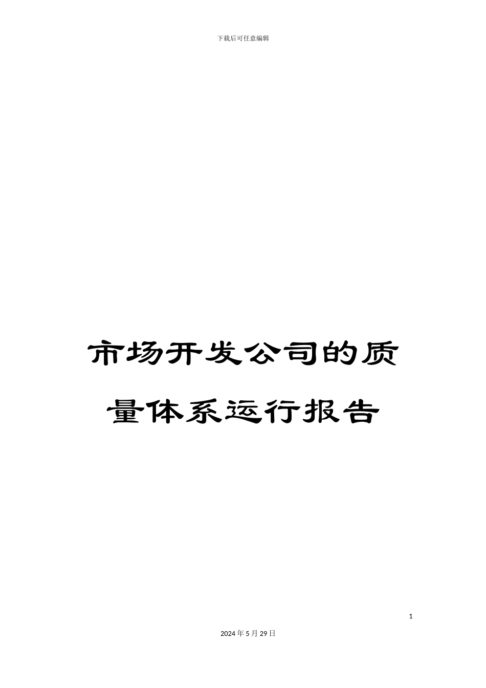 市场开发公司的质量体系运行报告_第1页