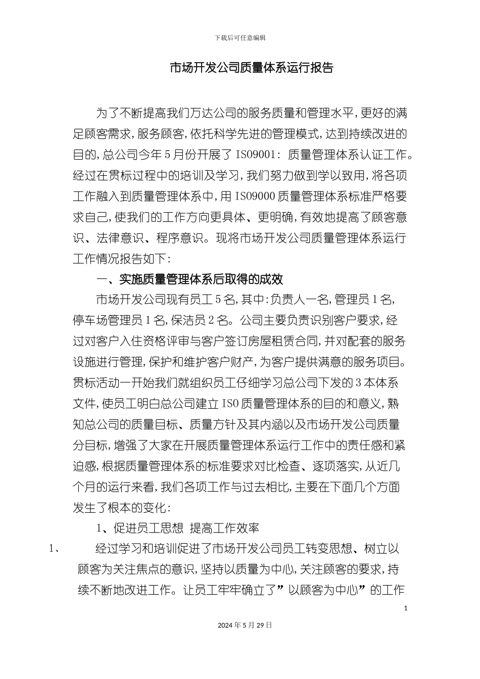 市场开发公司的质量体系运行报告_第2页