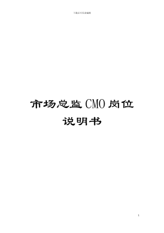 市场总监CMO岗位说明书模板