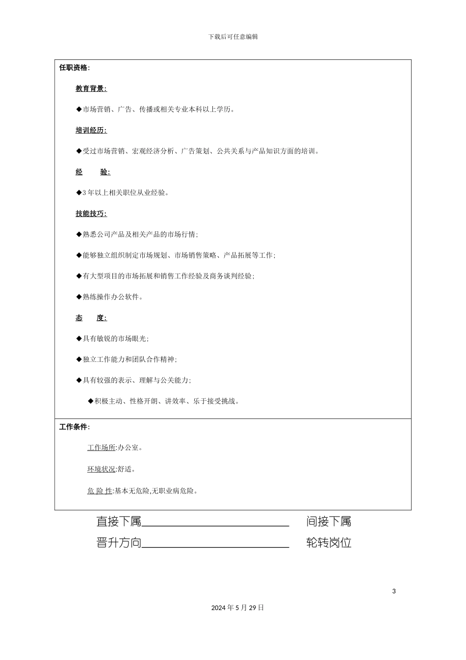 市场策划主管岗位职责说明_第3页