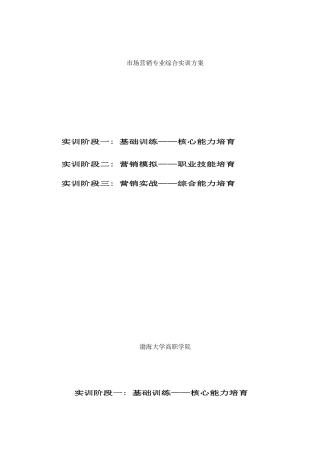 市场营销专业综合实训方案样本
