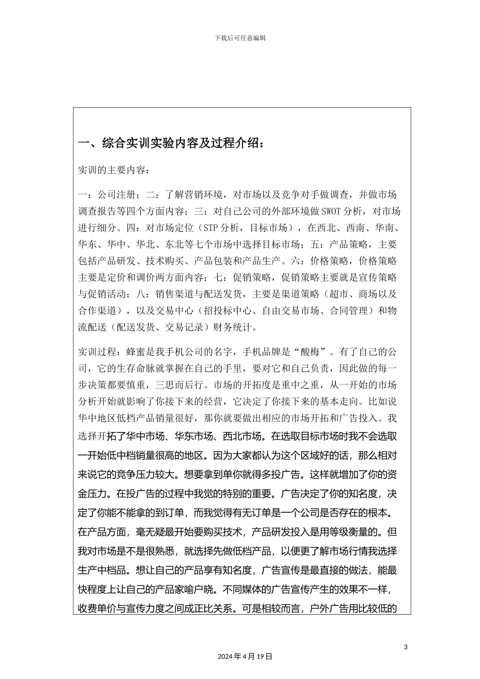 市场营销模拟实训报告_第3页