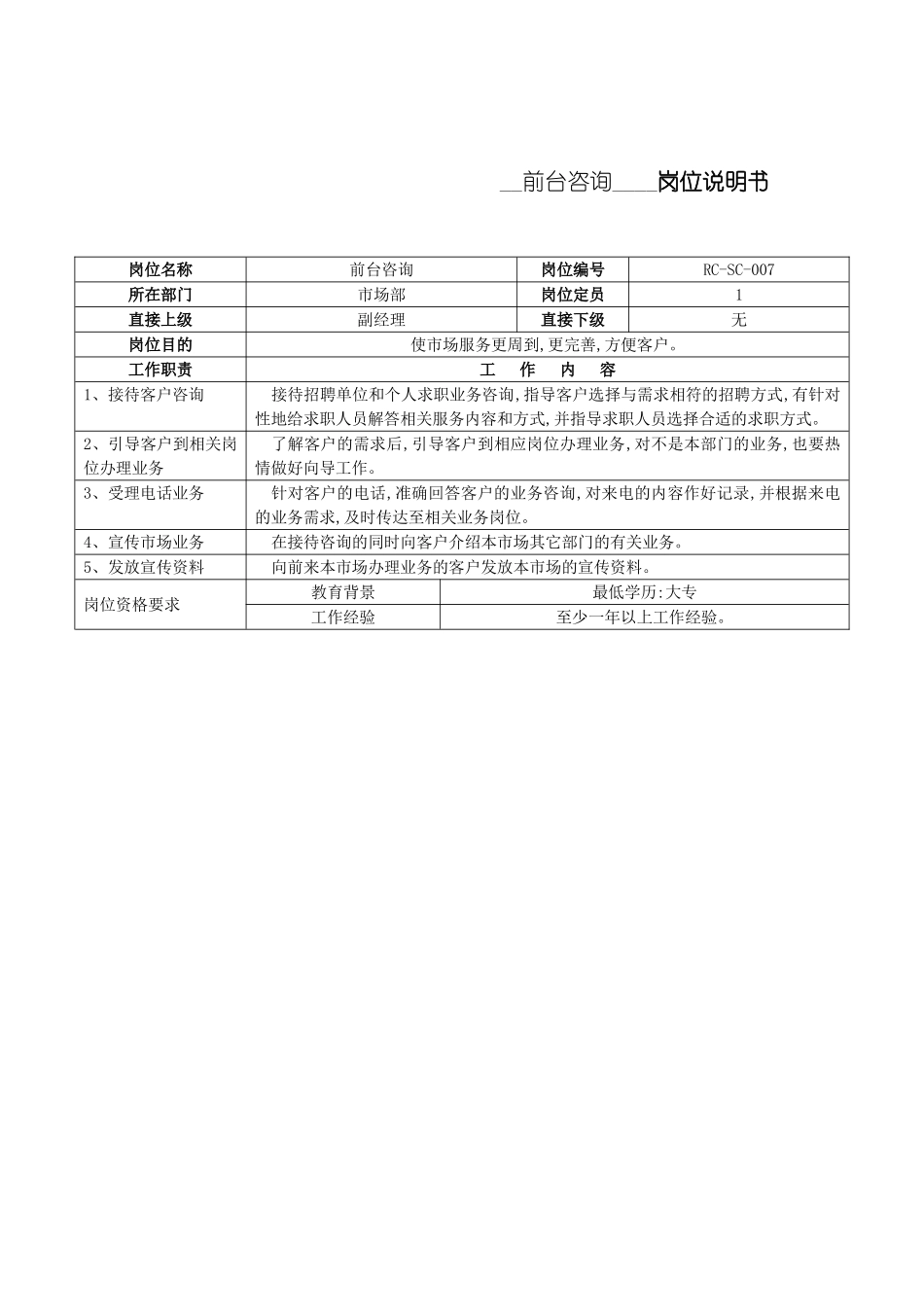 市场部前台咨询岗位职责_第2页