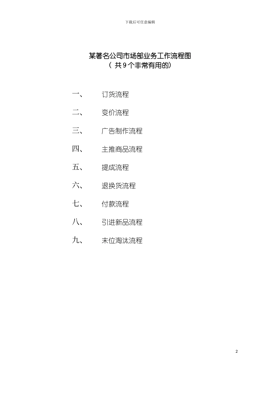 市场部实用业务工作流程图模板_第2页