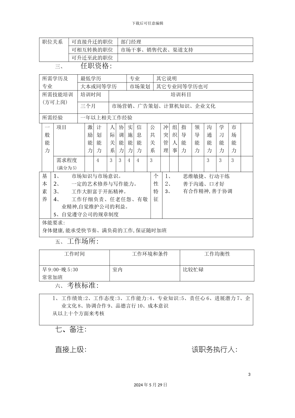 市场部干事岗位职责_第3页