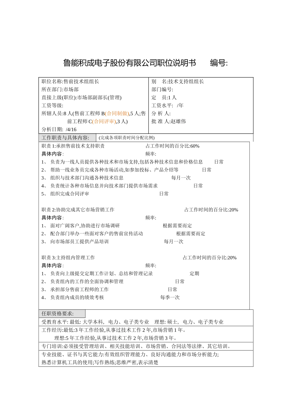 市场部售前技术组组长岗位职责_第2页