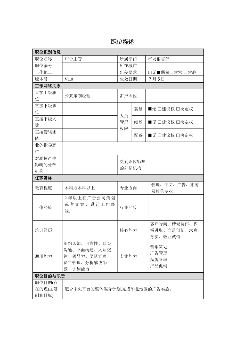 市场销售部广告主管岗位职责_第2页