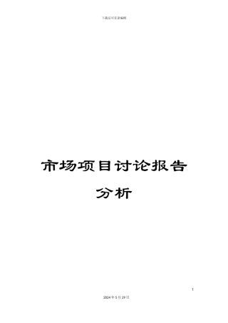 市场项目研究报告分析