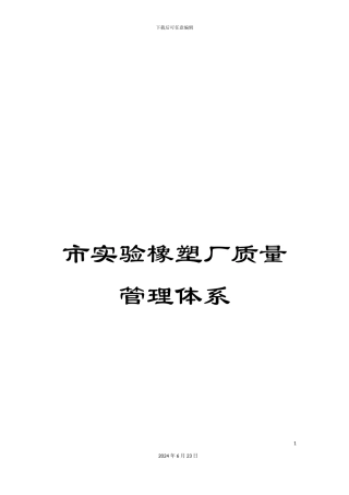 市实验橡塑厂质量管理体系