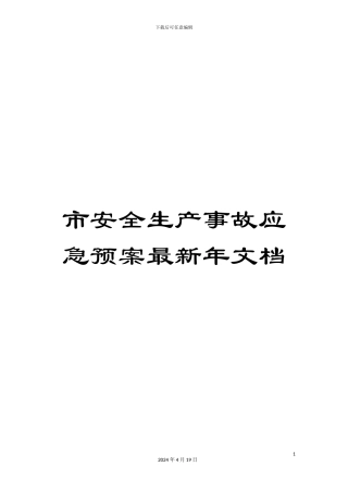 市安全生产事故应急预案最新年文档