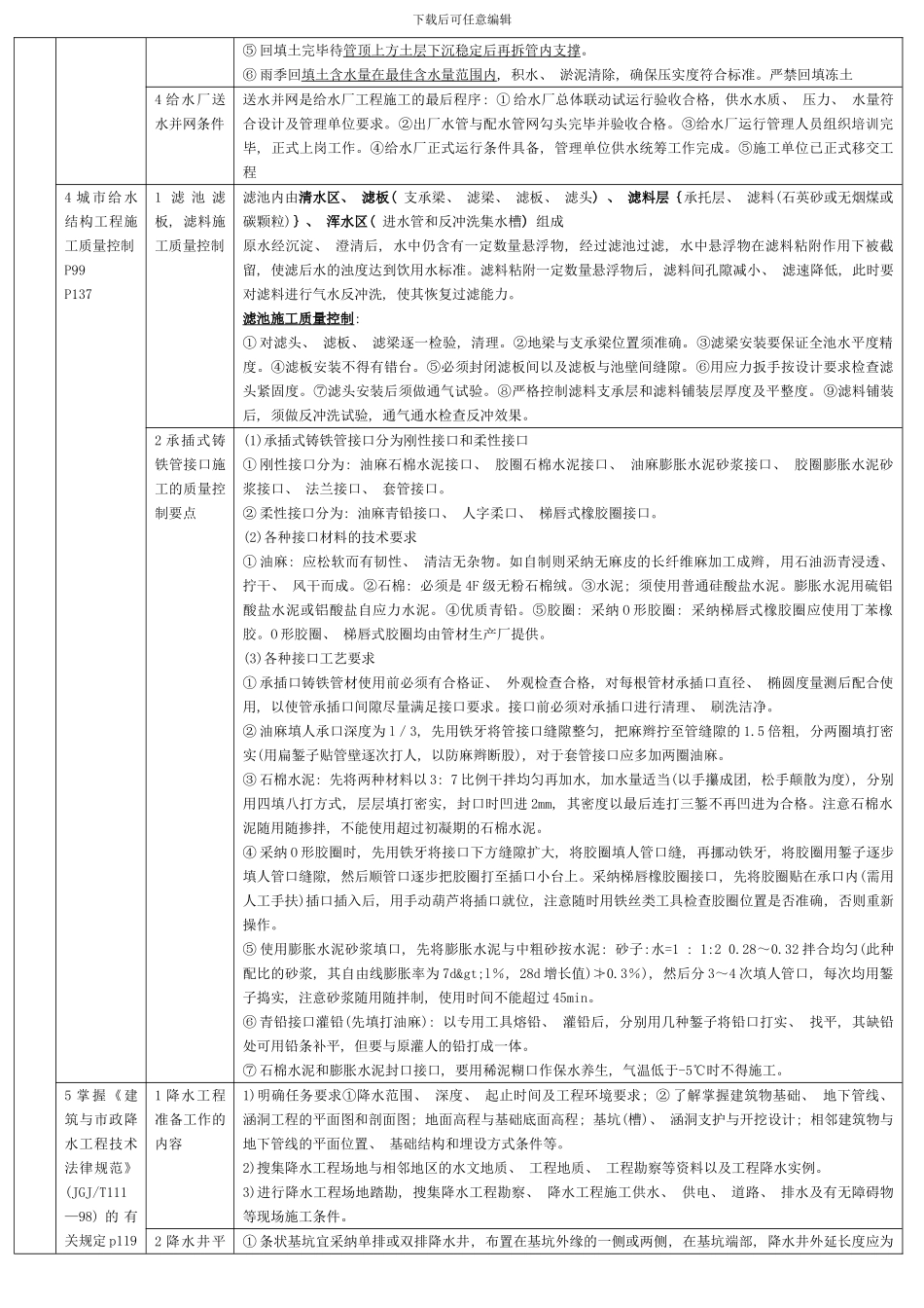市政实务表格归纳便于背诵管道工程样本_第3页